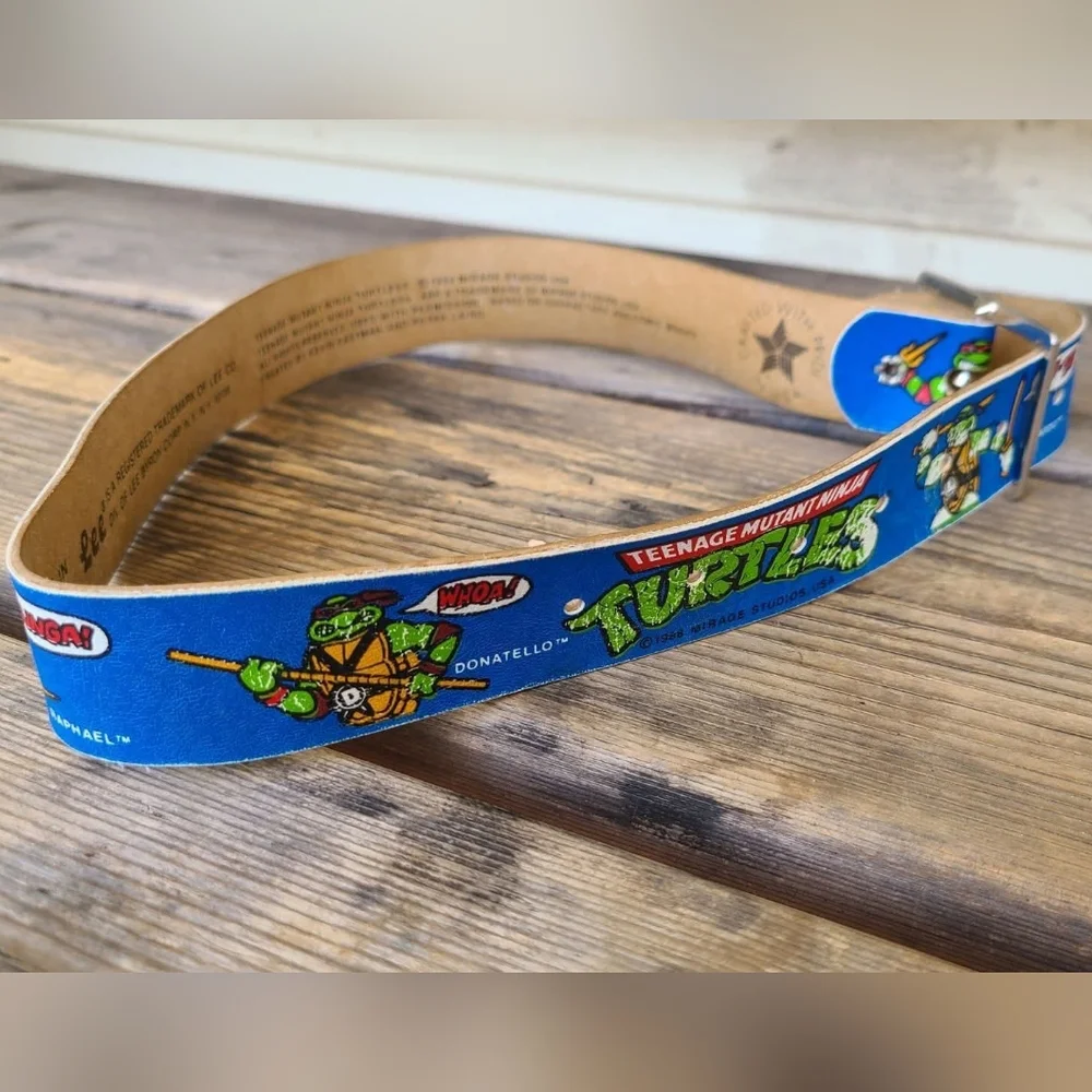 VINTAGE LEE / TEENAGE MUTANT NINJA TURTLE kids SZ 20-22 VGUC GREEN leather belt